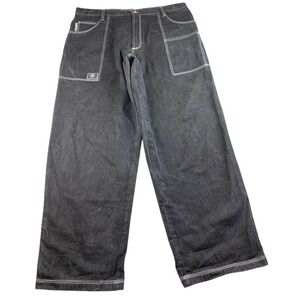 VTG Y2K Regal Wear Jeans 44x35  Black Contrast Stitch Wide Baggy Hip Hop Denim